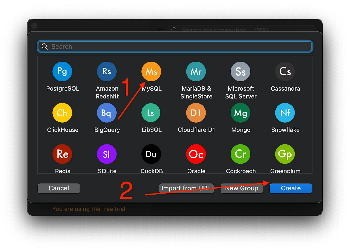 Select MySQL and Create